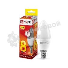 Лампа светодиодная LED-СВЕЧА-VC 8Вт 230В E14 3000К 720лм IN HOME 4690612020426