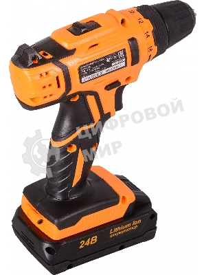 Дрель-шуруповерт Вихрь ДА-24Л-2к, 24 В, 2 Ач, 40 Нм, щеточный