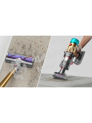 Пылесос вертикальный Dyson SV46 V12 Detect Slim Absolute золотистый/серебристый, питание от аккумулятора, 150 Вт, уборка сухая, пылесборник 0.35 л, работа от АКБ max 60 мин