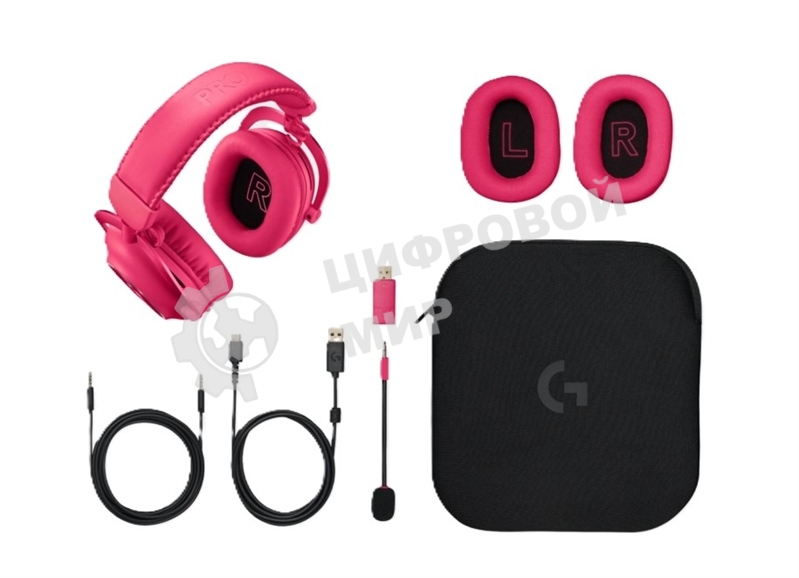 Гарнитура беспроводная/проводная игровая Logitech G Pro X 2 Wireless, розовый 981-001275