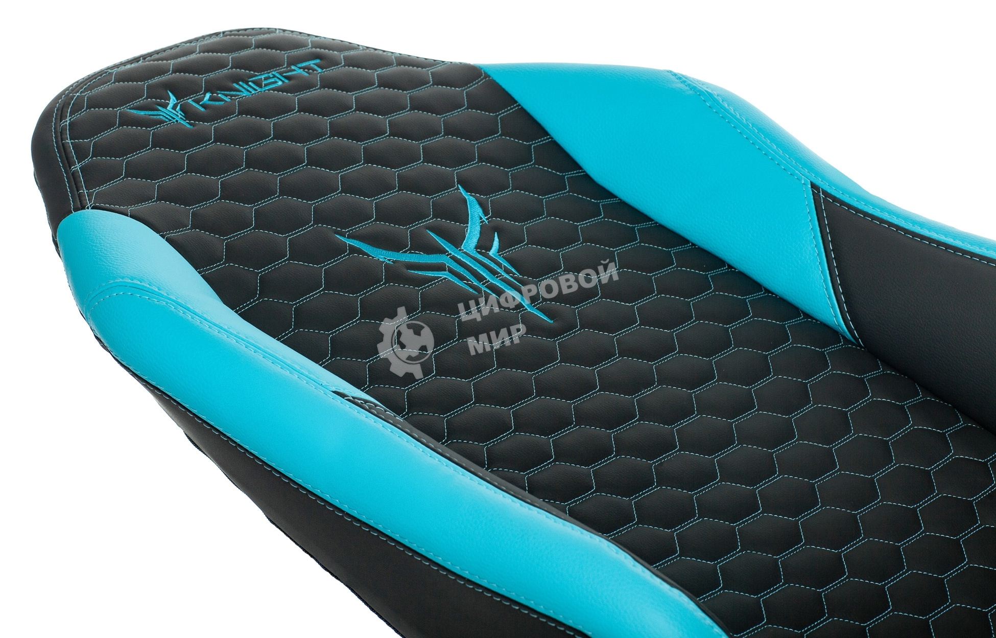 Кресло игровое Knight Neon черный/голубой соты эко.кожа с подголов. крестовина металл