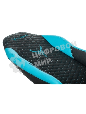 Кресло Knight Neon черный/голубой, экокожа, 120 кг, механизм качания