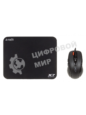 Мышь проводная + коврик A4Tech X-7120 черный, 2000 dpi, USB, кнопки - 7