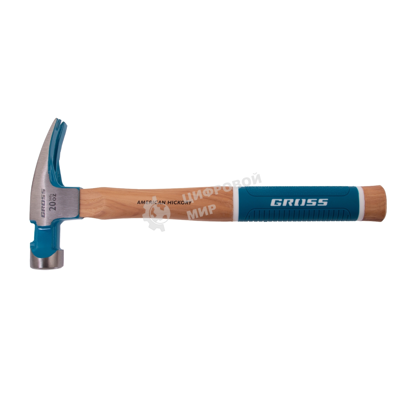 Молоток-гвоздодер Gross AMERICAN HICKORY 560 г, угол 75, магнит, обрезиненная рукоятка