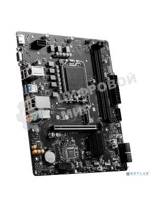 Материнская плата MSI PRO B760M-E, LGA 1700, Intel B760, 2xDDR5, 4xSATA, 1xM.2, 1xPCIe 4.0 x16, 1xPCIe 4.0 x1, 1xHDMI, 1xVGA, 1x1Gb LAN, 2xUSB-A 3.2 Gen 1, 4xUSB-A 2.0, 3x3.5 мм, 7.1, mATX