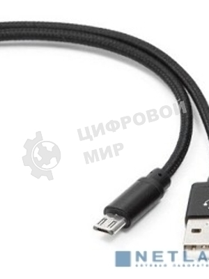 Кабель Gembird USB 2.0 Cablexpert AM/microBM 5P, 1м, нейлоновая оплетка, алюминиевые разъемы, черный, пакет