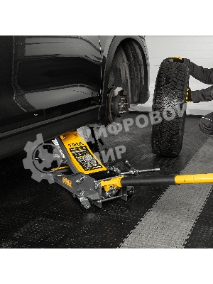 Домкрат гидравлический подкатной Denzel 3 т, 75-500 мм, быстрый подъем, низкий подхват, проф.