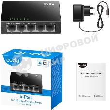 Коммутатор Cudy FS105 5-Port 10/100 Mbps Desktop Switch, 5 10/100M RJ45 Ports, Loop Detection, Metal Case, Power Saving, Plug & Play