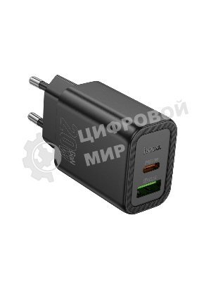 Зарядное устройство Hoco 20Вт, 3А, QC3.0/PD, 1xUSB, 1xType-C, N61, черный, коробка