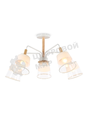 Светильник Ambrella light TR4738/5 WH/LW белый/светлое дерево E27/5 max 40W D760*350