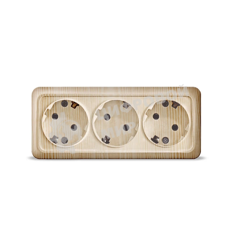 Розетка 3-м ОП Олимп с заземл. сосна UNIVersal 1173