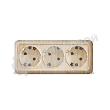 Розетка 3-м ОП Олимп с заземл. сосна UNIVersal 1173