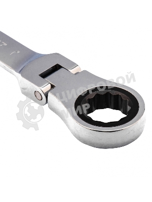 Ключ комбинированный трещоточный Matrix 27 мм, CrV, шарнирный, зерк.хром