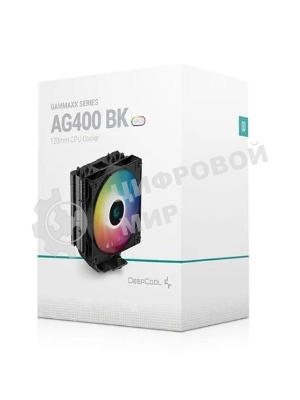 Кулер для процессора DEEPCOOL AG400 BK ARGb черный, 120 мм, алюминий/медь, 2000 об/мин, 31.6 дБ, 4 pin, 220 Вт, 150 мм