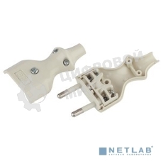 Вилка б/з 10A прямой ввод белая ЭРА (10/200/8400)