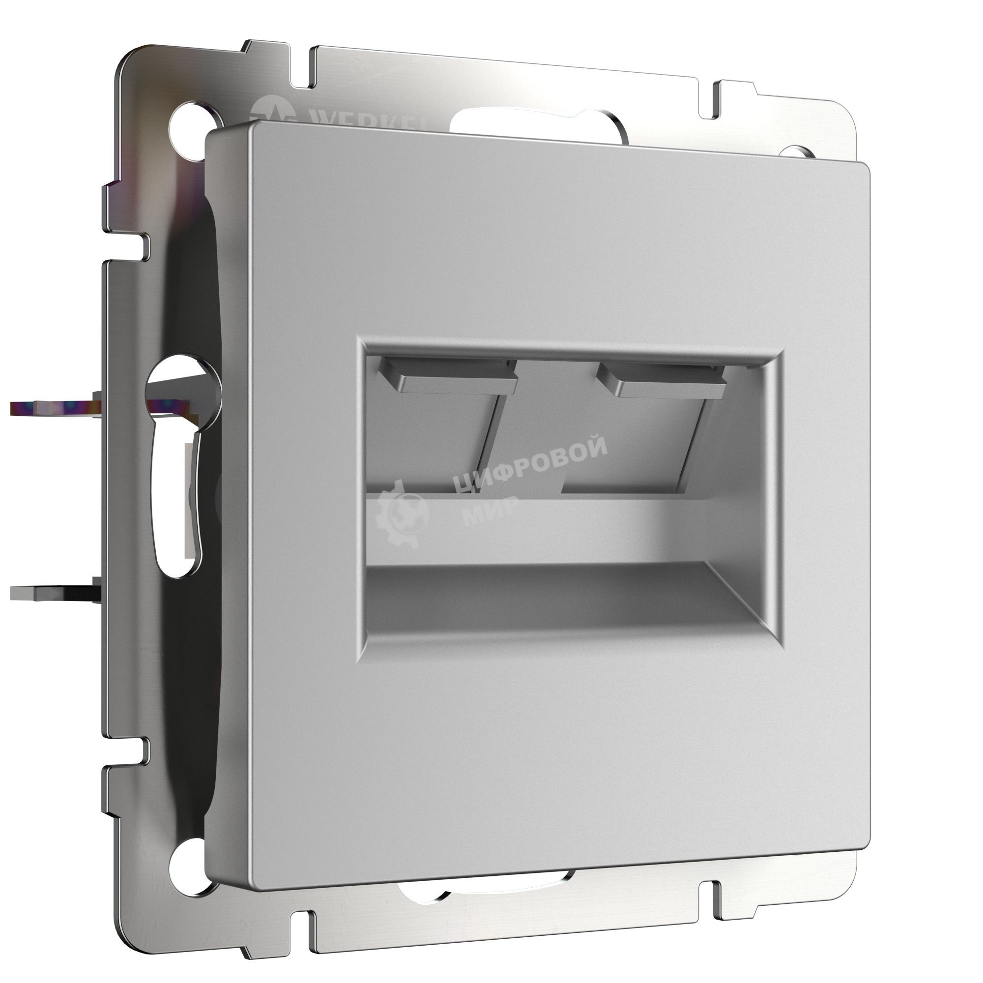 Розетка двойная Werkel Ethernet RJ-45 (серебряный) W1181106