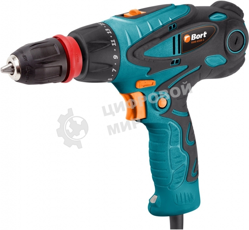 Дрель-шуруповерт Bort BSM-450X2, 450 Вт, 35 Нм, щеточный