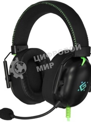 Гарнитура Defender Toxic чёрный, проводная, USB / mini jack 3.5 мм, подсветка