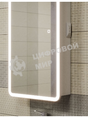 Зеркальный шкаф Bau Stil 40х80, LED подсветка, сенсор, плавное закрывание, оборачиваемый