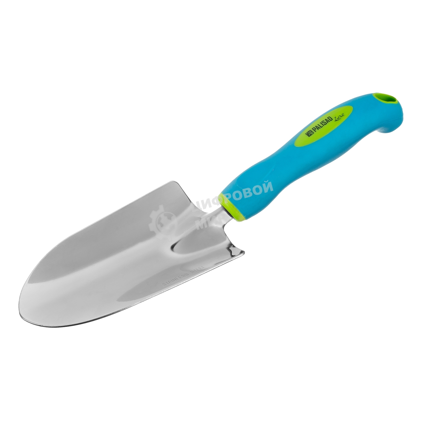 Совок посадочный широкий, 90х320 мм, нерж. сталь, двухкомпонентная рукоятка, PREMIUM PLUS Palisad