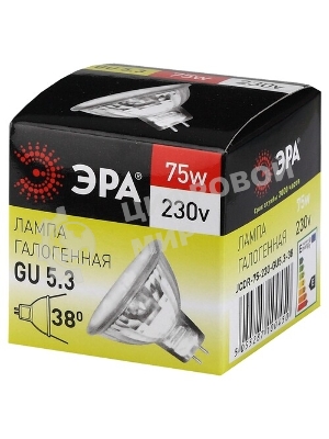 Лампа галогенная ЭРА GU5.3-JCDR (MR16)-75W-230V-CL GU5.3 75Вт софит теплый белый свет