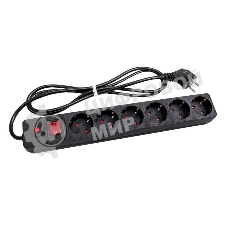 Удлинитель с сетевым фильтром 6х1.8 м с заземл. 10А IP20 защ. шторки ПВС 3х0.75 черный UNIVersal 967U-4001