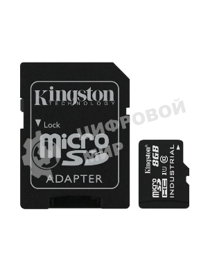Флеш карта Kingston 8Gb microSDHC Industrial C10 A1 pSLC Card + SD Adapter