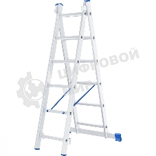 Лестница Сибртех, 2 х 6 ступеней, алюминиевая, двухсекционная