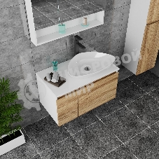 Комплект для ванной, 4 предмета (Тумба Bau Dream Blackwood 80, раковина BAU Triangle 59х39, смеситель для раковины высокий Hotel Black, черный, выпуск клик клак, черный)
