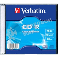 Диск CD-R Verbatim 700Mb 52x Slim case (1шт) (43347)