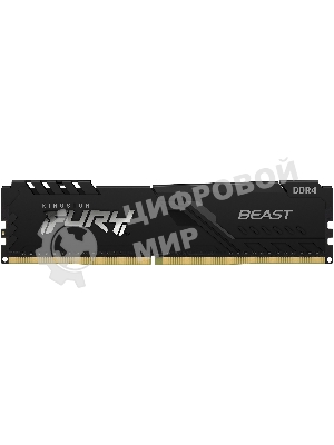 Оперативная память Kingston Fury Beast, DDR4, 16GB (1x16GB), 3200MHz, CL16, DIMM, с радиатором, черный