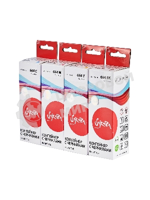 Набор чернил Sakura SIC13T664BA(664 BK) для Epson, водорастворимый тип, (черный, голубой, пурпурный, желтый), 4шт в наборе.