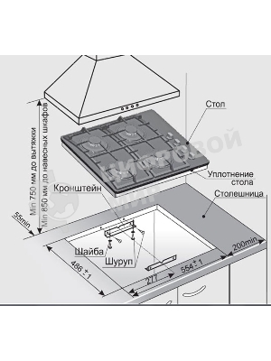 Газовая варочная панель Gefest СВН 2230 К4
