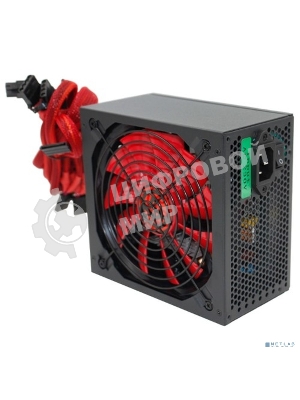 Блок питания Ginzzu PC600 Red, 600Вт, 80 PLUS, 140мм, черный/красный