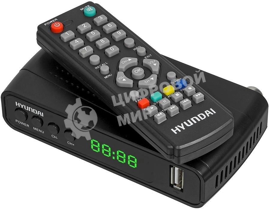 Ресивер DVB-T2 Hyundai H-DVB520 черный + WiFi-адаптер