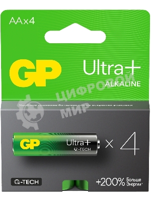 Батарея GP Ultra Plus Alkaline 15AUPA21-2CRSB4 AA (4шт) блистер