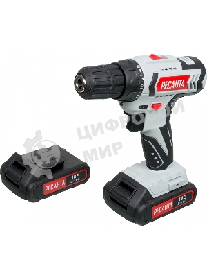Дрель-шуруповерт Ресанта ДА-18-2ЛК, 18 В, 2 Ач, 50 Нм, щеточный