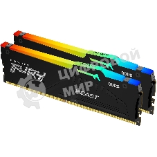 Оперативная память Kingston Fury Beast, DDR5, 32GB (2x16GB), 5200MHz, CL40, DIMM, с радиаторами, RGB, черный