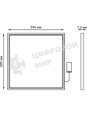 Светильник светодиодный 595х595х7.2 36Вт 2850лм 4000К IP40 панель ультратонкая с драйвером (аналог ЛВО) Gauss 145024236