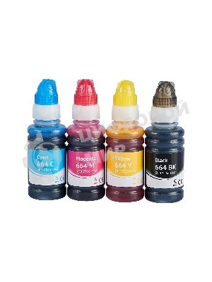 Набор чернил Sakura SIC13T664BA(664 BK) для Epson, водорастворимый тип, (черный, голубой, пурпурный, желтый), 4шт в наборе.
