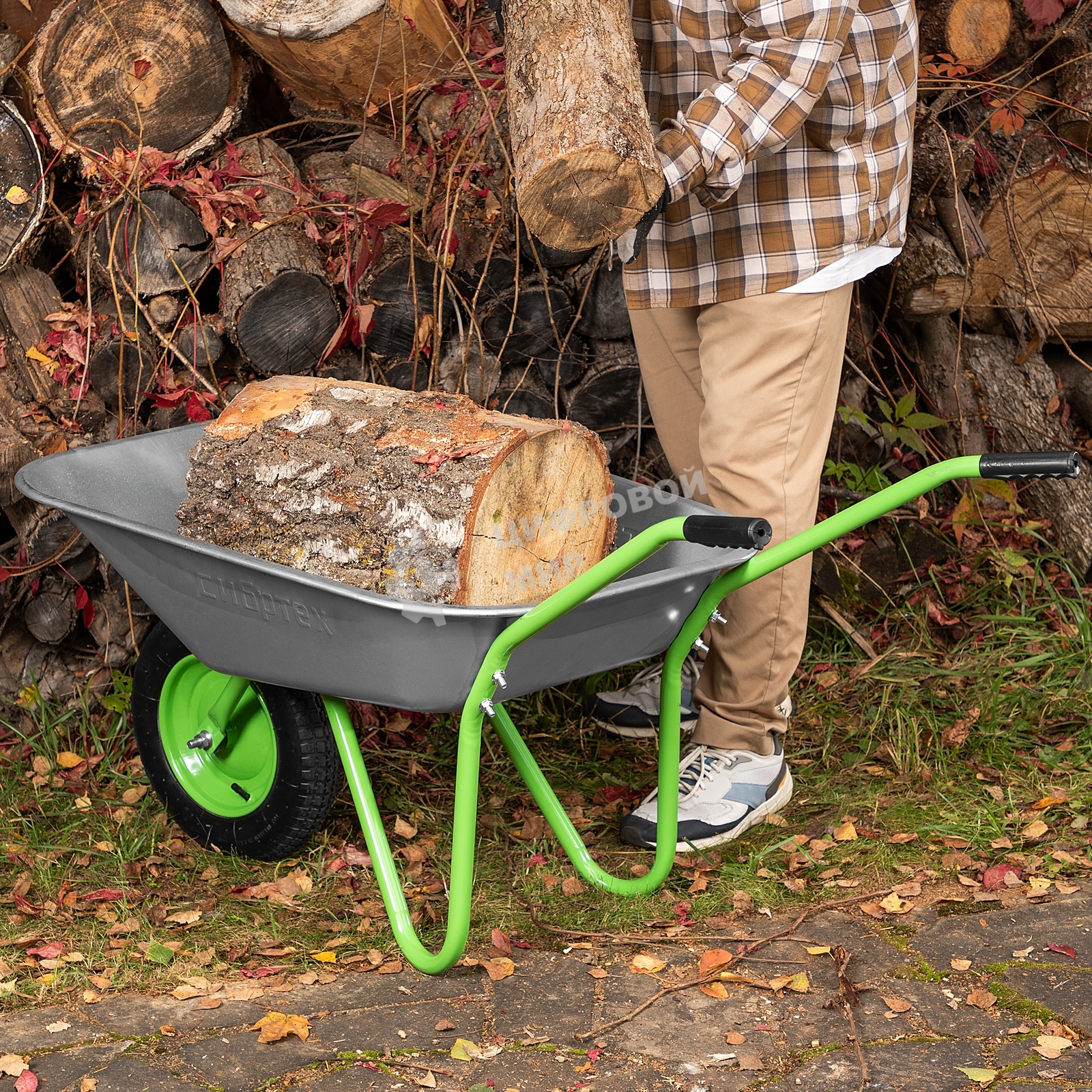 Тачка садовая Сибртех одноколесная облегченная, объем 65 л