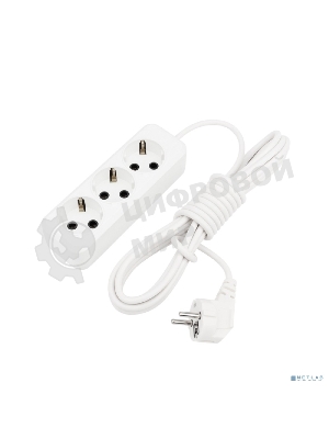 Удлинитель Rexant 3 гнезда, 5 м, 3х1.0 мм², с/з, белый (Сделано в России)