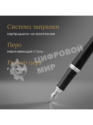 Ручка перьевая Parker Urban Core F309 (CW1931592) Muted Black CT F сталь нержавеющая подар.кор.