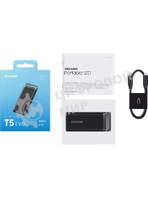 Внешний SSD Samsung T5 EVO, 2TB, USB 3.2 Gen 1 Type-C, R/W 460/460, черный
