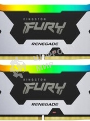 Оперативная память Kingston Fury Renegade, DDR5, 96Gb (2x48Gb), 6400MHz, CL32, DIMM, с радиатором, RGb, серебристый