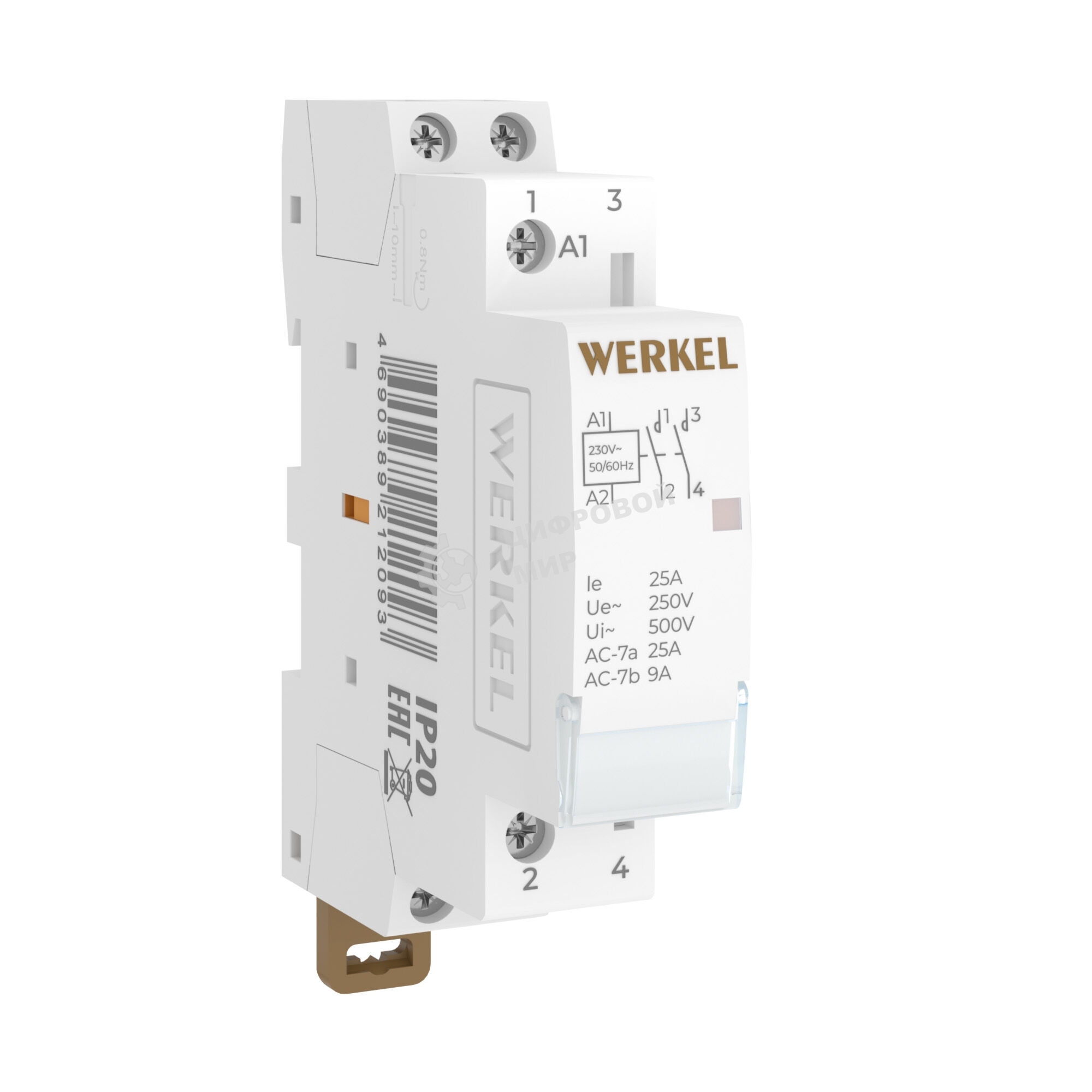 Контактор модульный Werkel 25 A 2NO (1 мод.) W941M25O