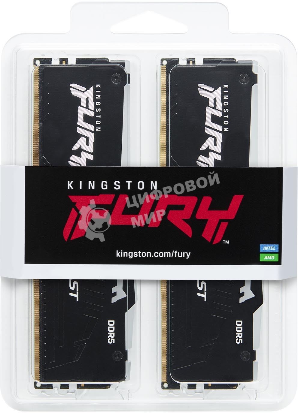 Оперативная память Kingston Fury Beast, DDR5, 32GB (2x16GB), 5200MHz, CL40, DIMM, с радиаторами, RGB, черный