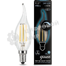 Лампа cветодиодная Gauss Filament Свеча на ветру 5W 450lm 4100К Е14 диммируемая LED