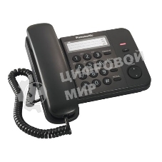 Телефон проводной Panasonic KX-TS2352RUB черный индикатор вызова,порт для доп. телеф. оборуд.,4 уровня громкости звонка