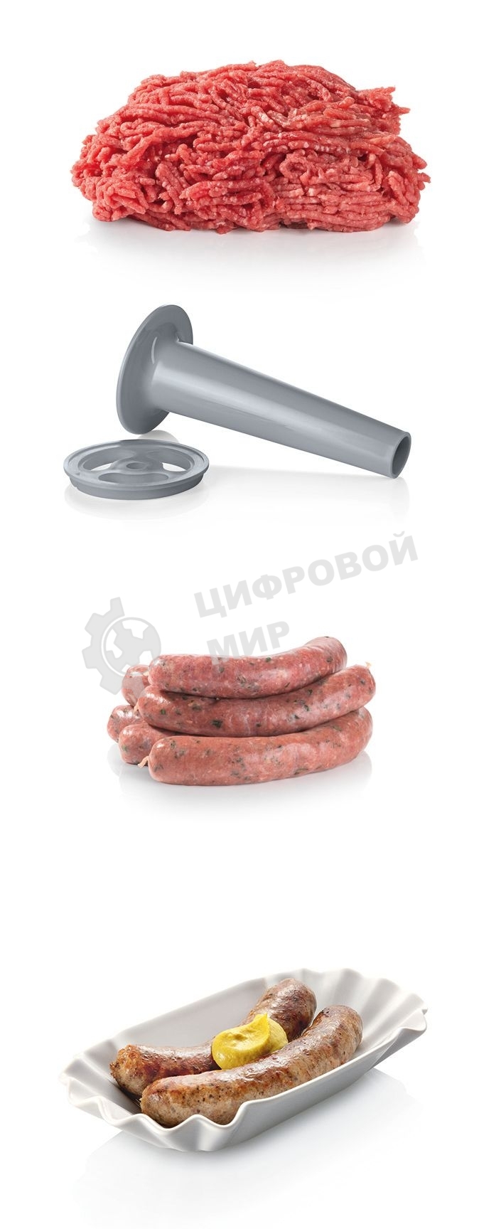 Мясорубка электрическая Bosch MFW 66020 белый/серый, 1800 Вт, 3.0 кг/мин, насадки - 5